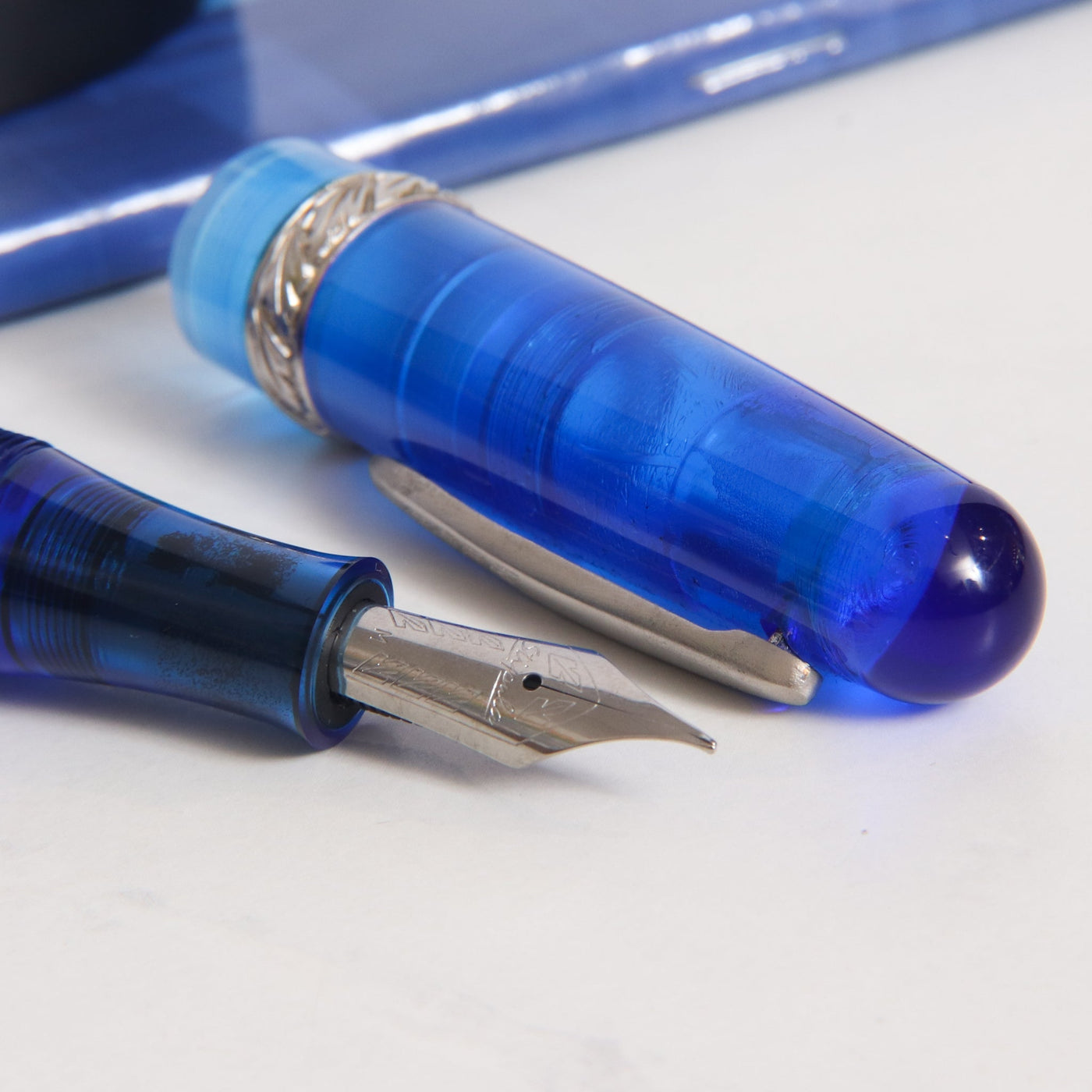 Stipula Etruria Rainbow Transparent Blue Fountain Pen Nib Details