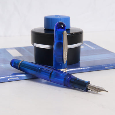 Stipula Etruria Rainbow Transparent Blue Fountain Pen Uncapped
