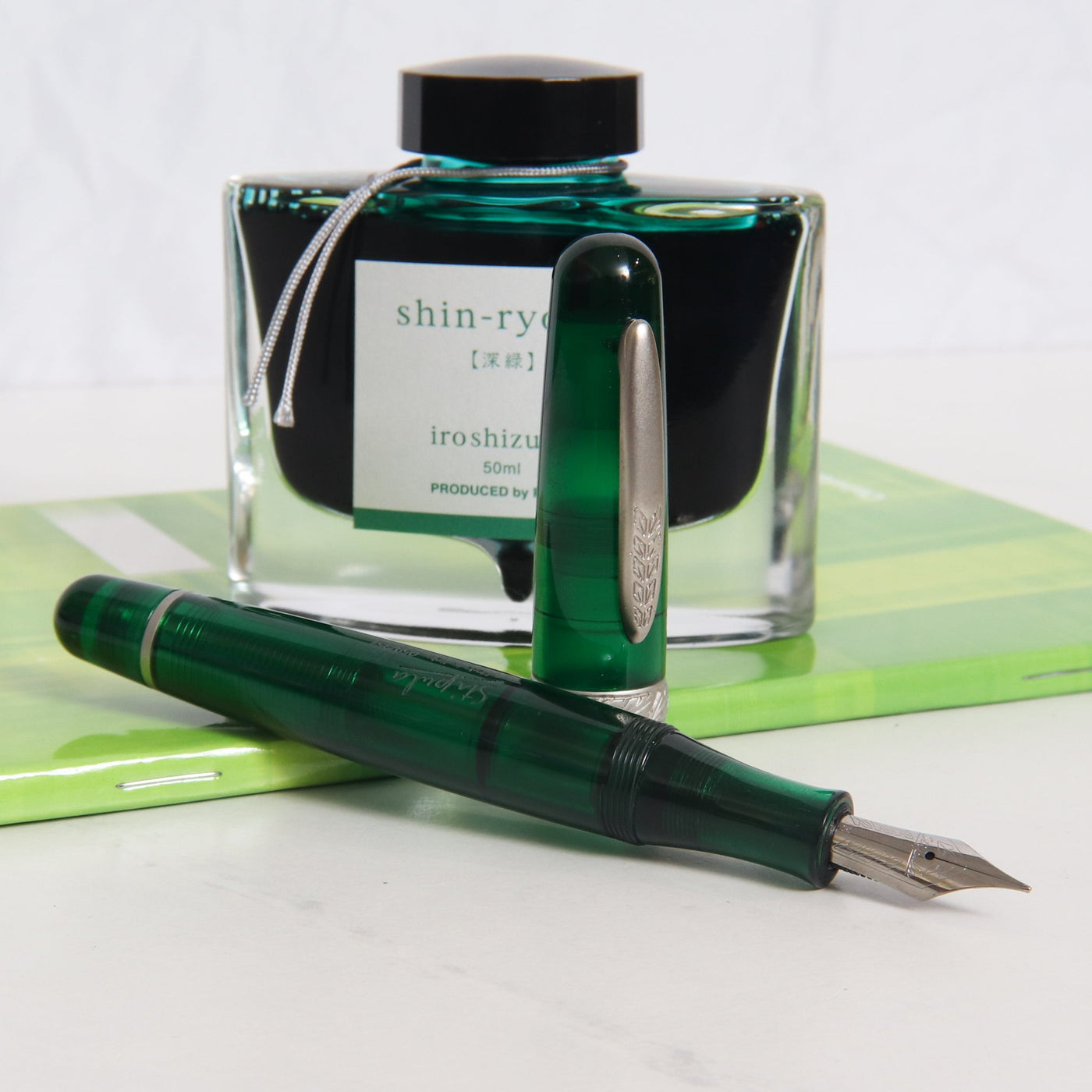Stipula Etruria Rainbow Transparent Green Fountain Pen Uncapped