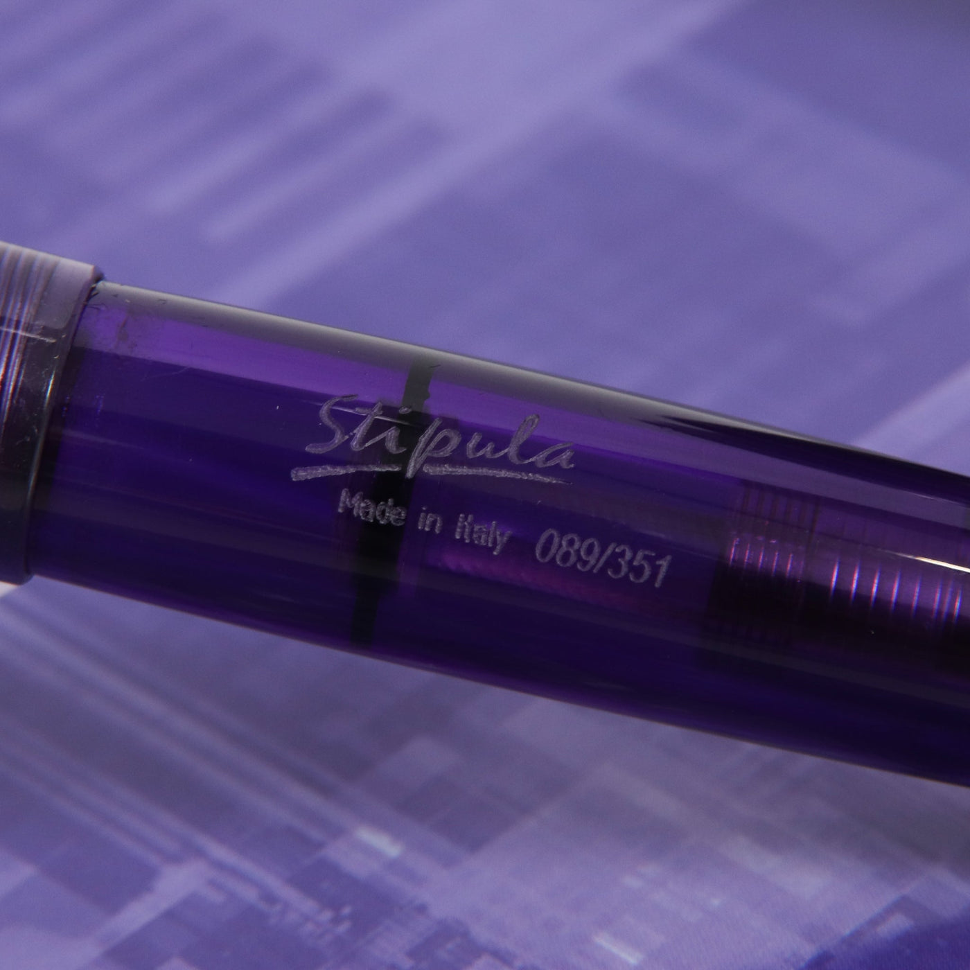 Stipula Etruria Rainbow Transparent Purple Fountain Pen Engraving