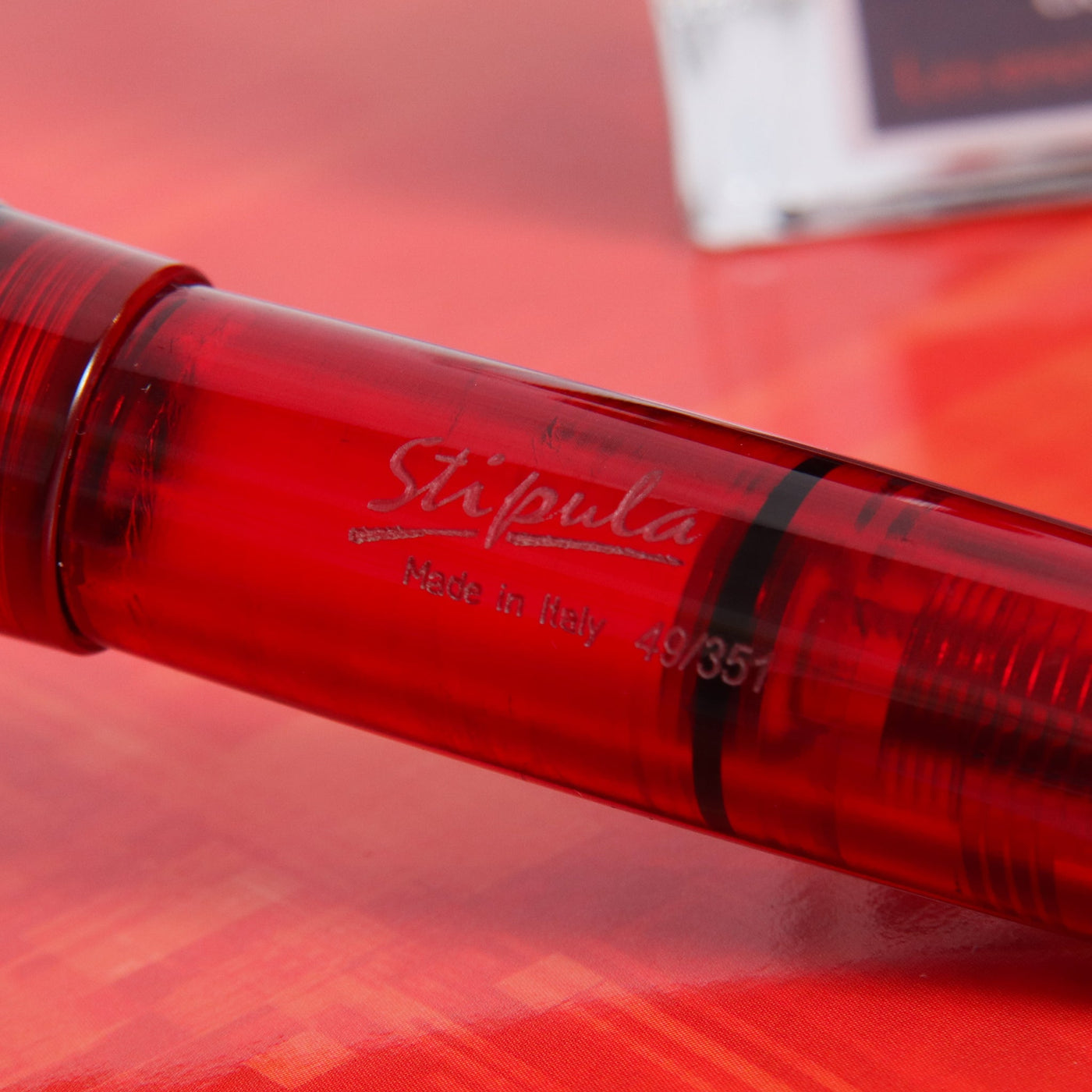 Stipula Etruria Rainbow Transparent Red Fountain Pen Engraving