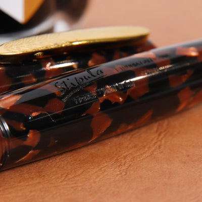 Stipula Etruria Terra di Siena Celluloid Fountain Pen Brown with Gold Trim