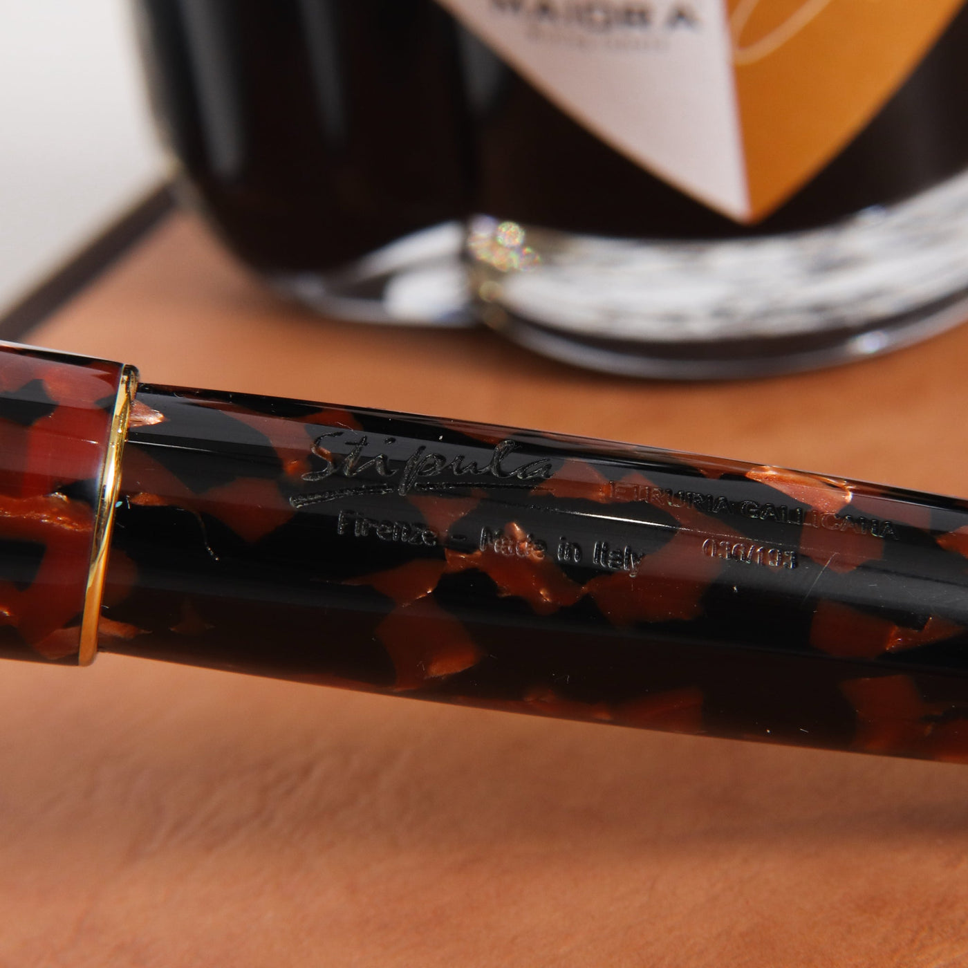 Stipula Etruria Terra di Siena Celluloid Fountain Pen Engraving