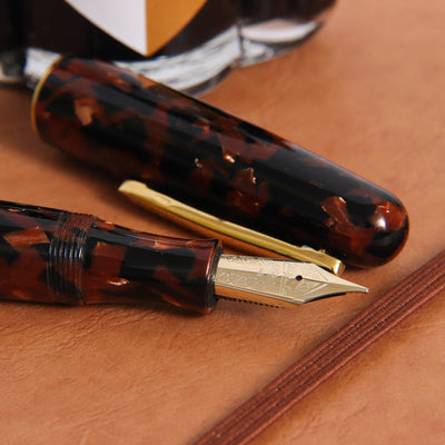 Stipula Etruria Terra di Siena Celluloid Fountain Pen Nib Details
