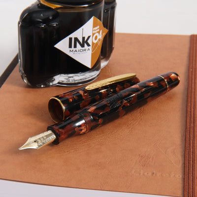 Stipula Etruria Terra di Siena Celluloid Fountain Pen Red and Black