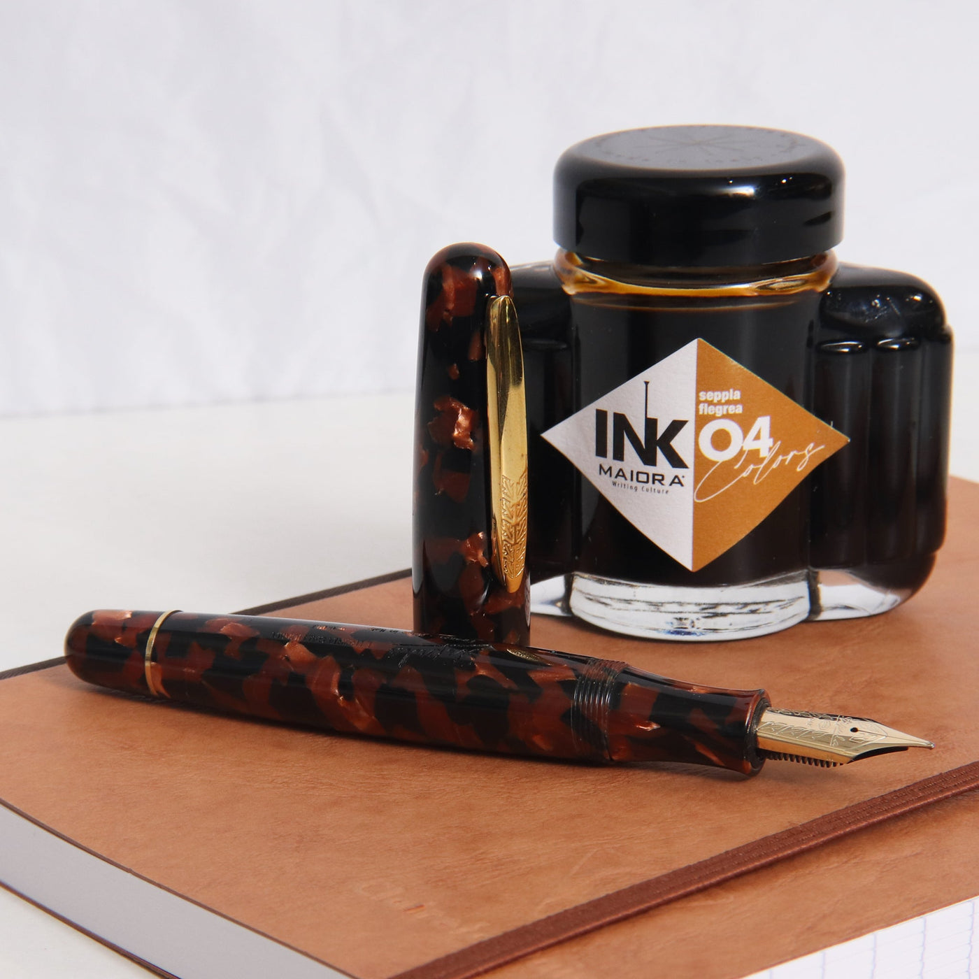 Stipula Etruria Terra di Siena Celluloid Fountain Pen Uncapped
