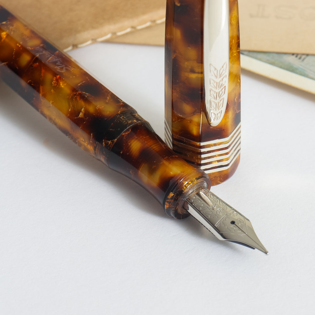Stylo Plume Stipula Etruria Sfaccettata Champagne - Résine - Avec écrin Et Housse - Occasion