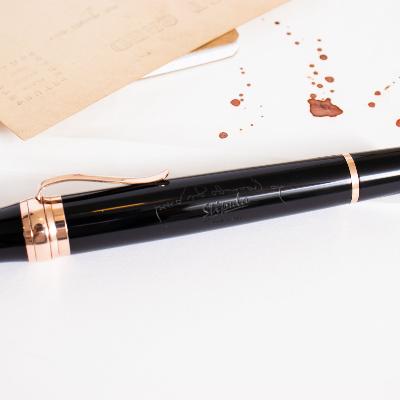 Stipula Leonardo da Vinci Mars Black & Rose Gold Fountain Pen