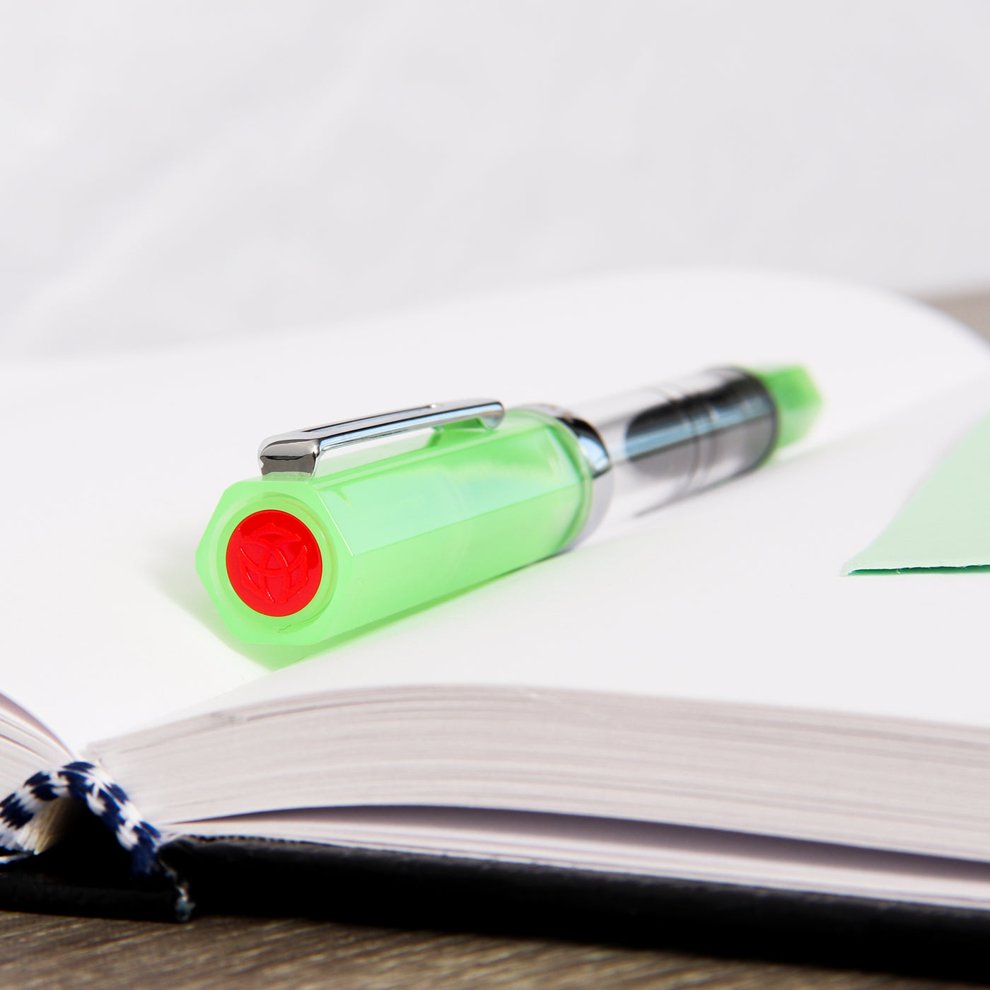 TWSBI Eco Glow Green Fountain Pen Acrylic Barrel and Green Cap