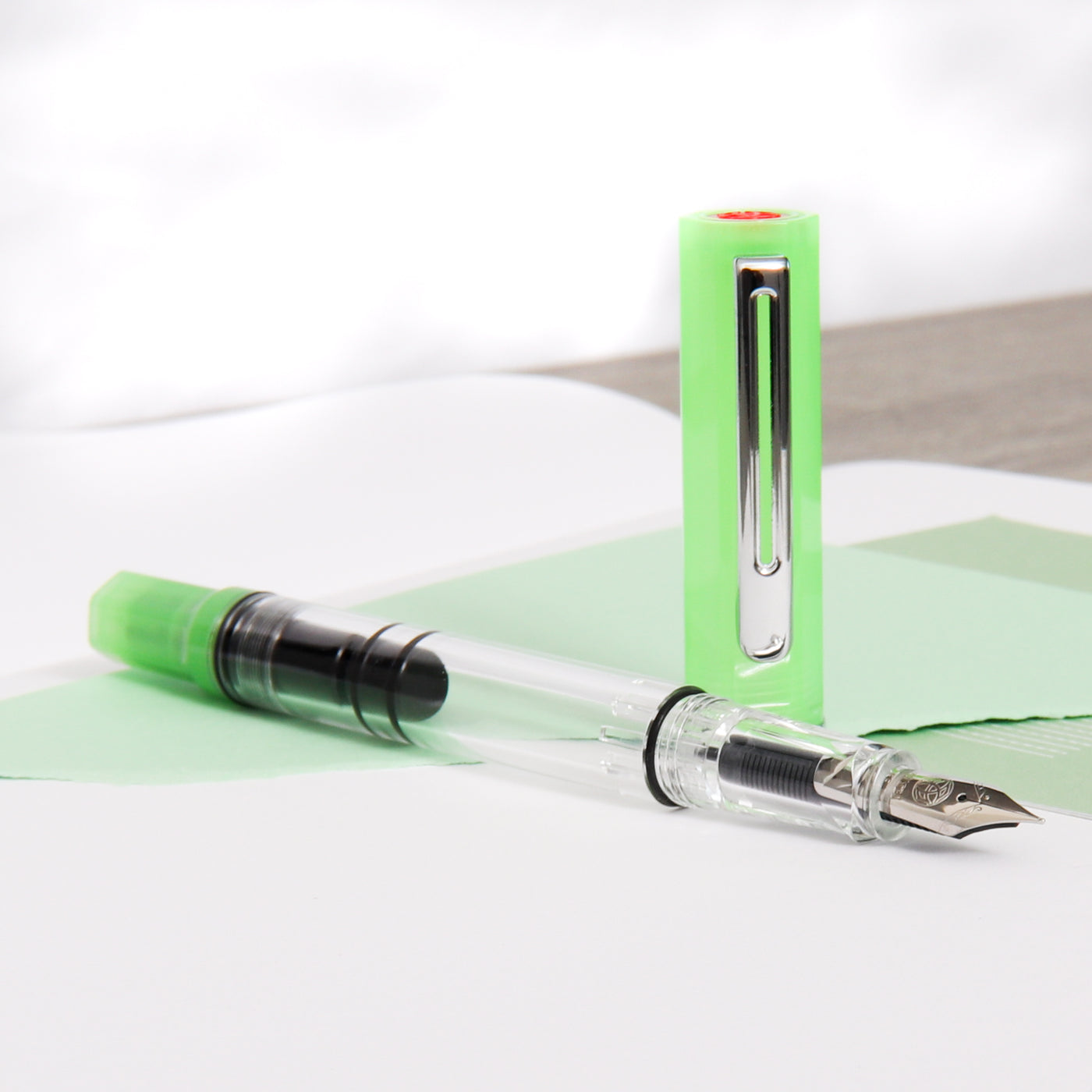 TWSBI Eco Glow Green Fountain Pen Clear Barrel