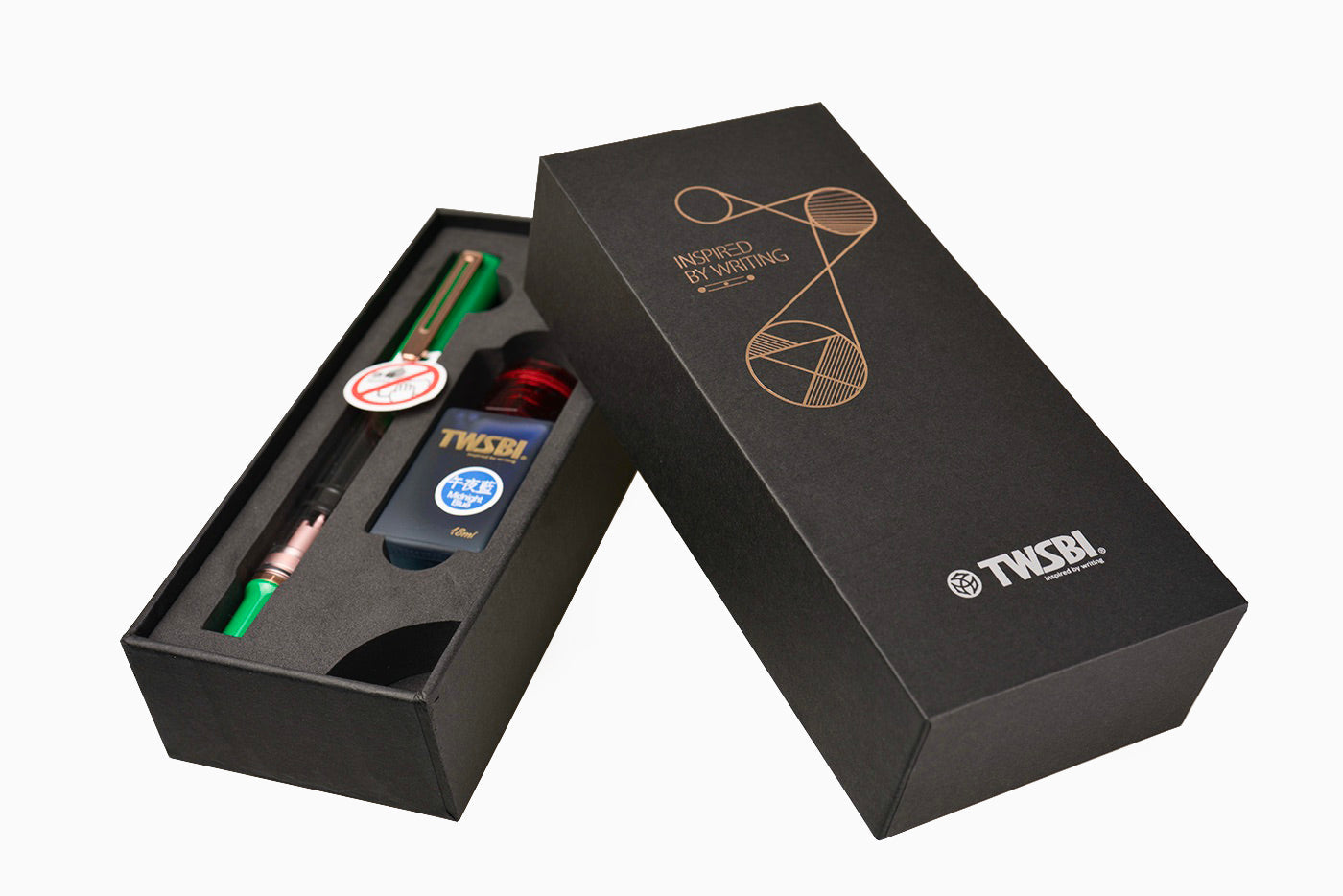 TWSBI Eco Green & Rose Gold Ink & Fountain Pen Set