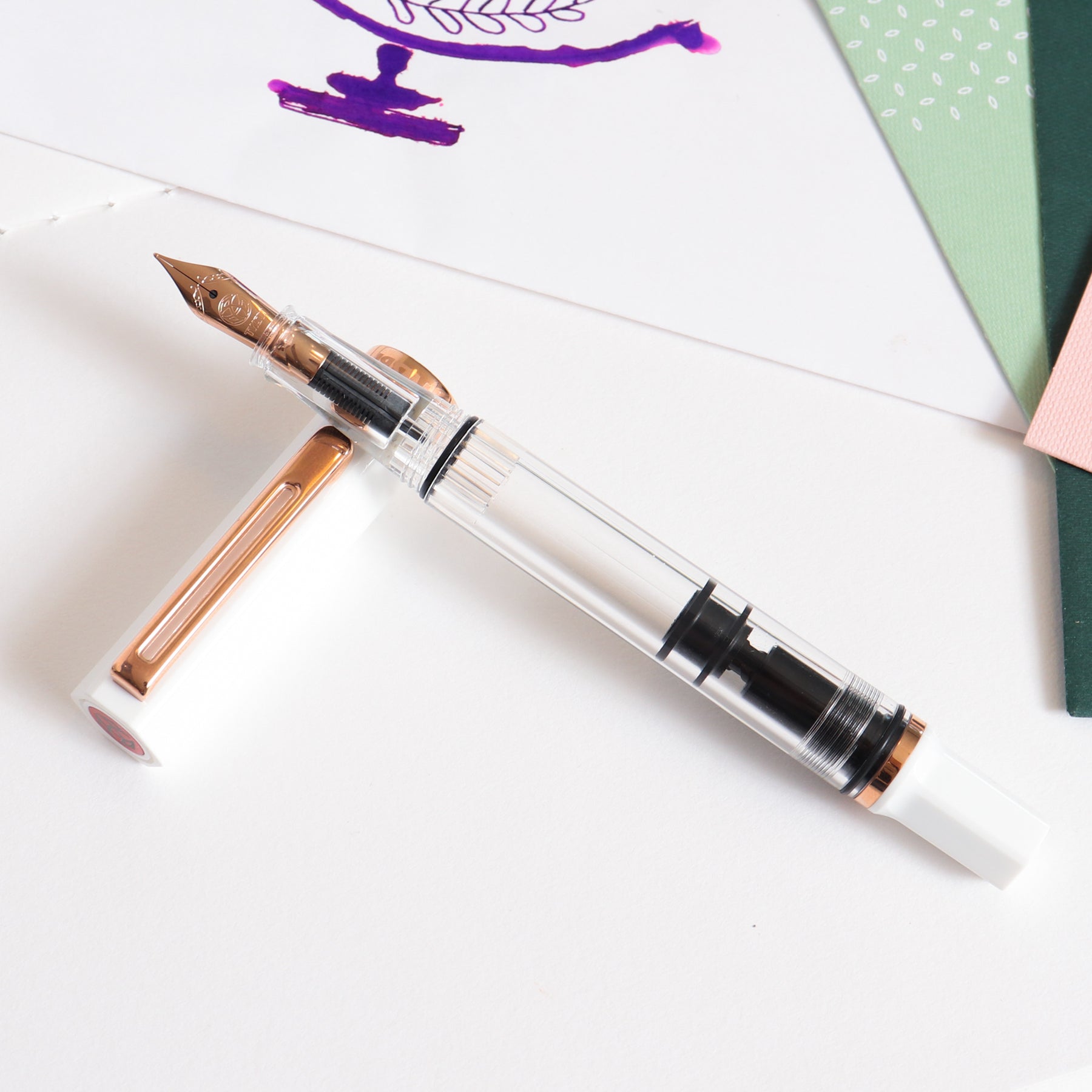 Twsbi eco white rose gold fountain pen Clearance