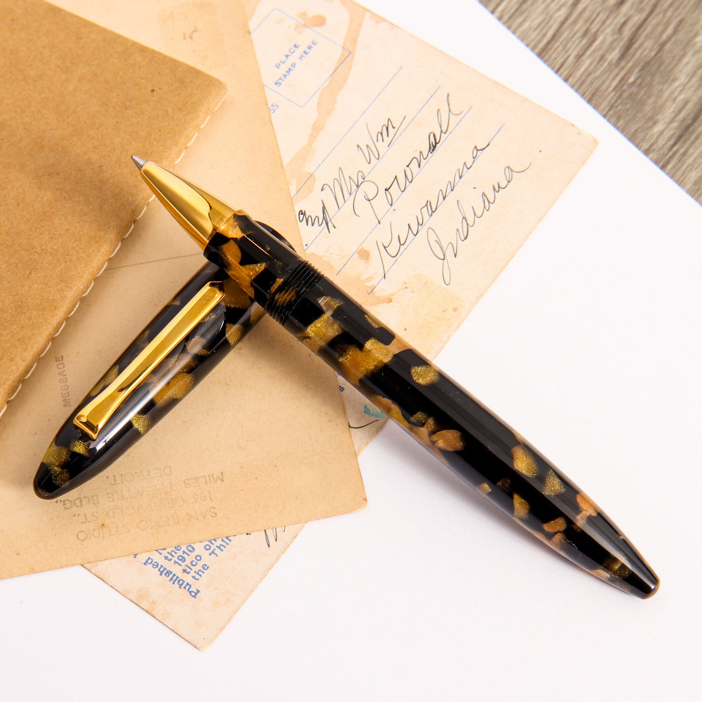 Tibaldi-Bononia-Black-Gold-Rollerball-Pen