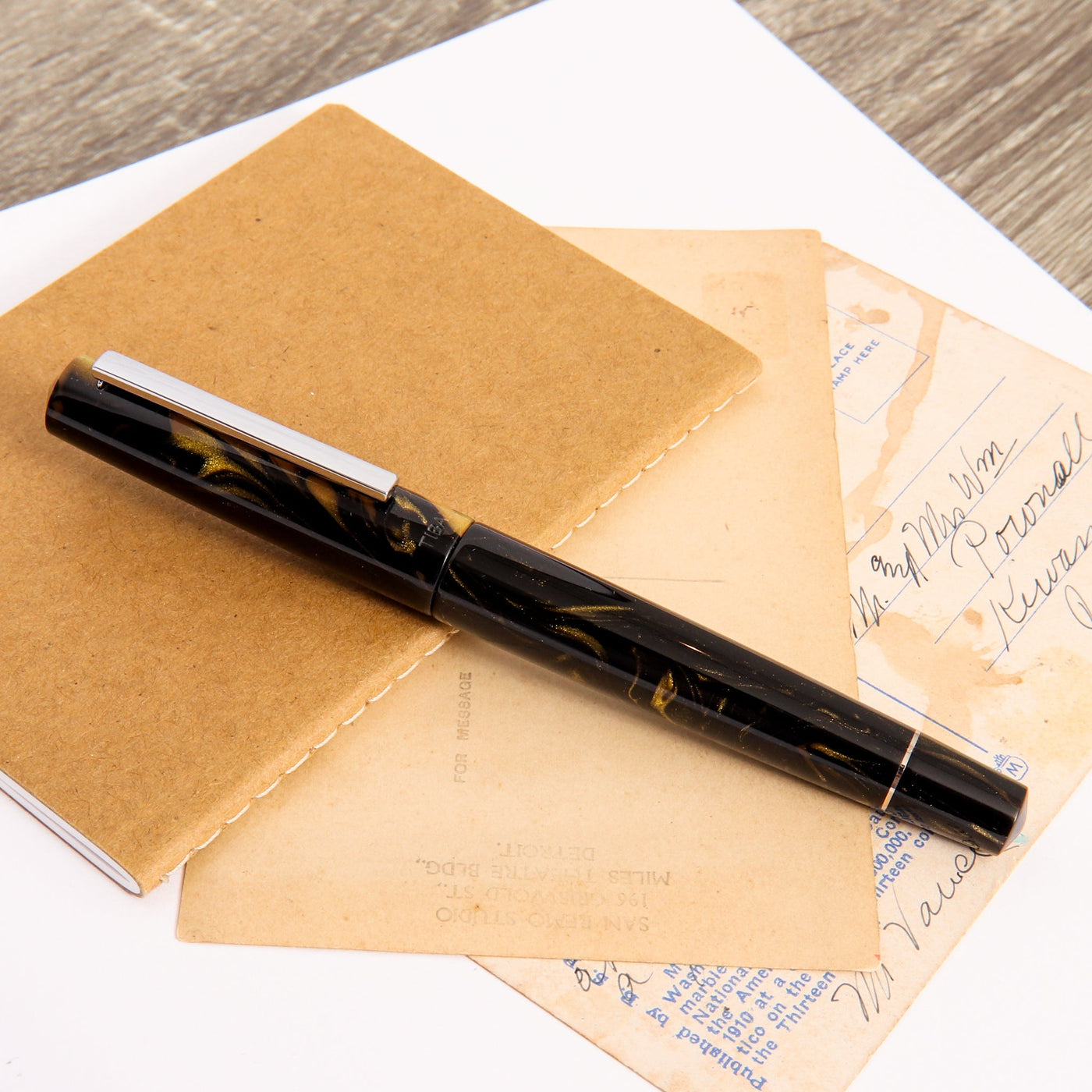 Tibaldi-Infrangible-Black-Gold-Fountain-Pen-Capped