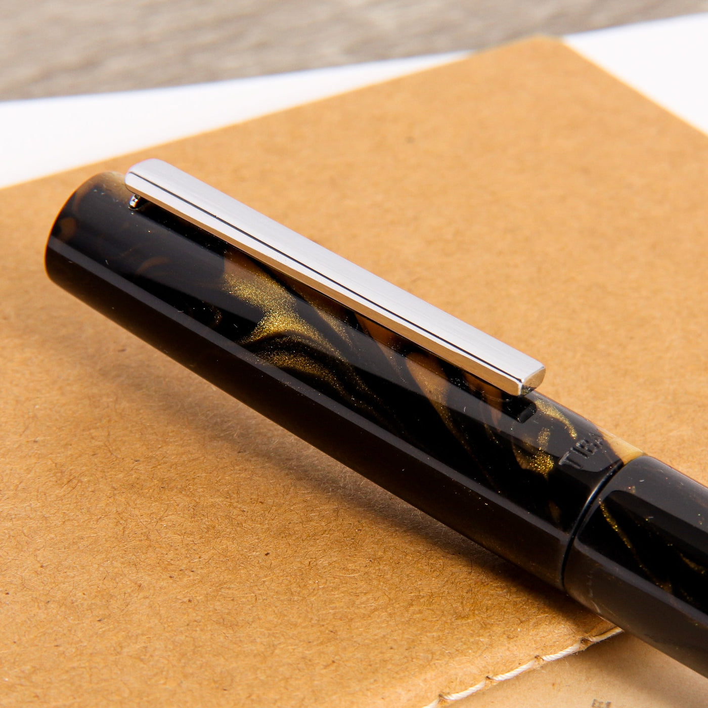 Tibaldi-Infrangible-Black-Gold-Fountain-Pen-Clip