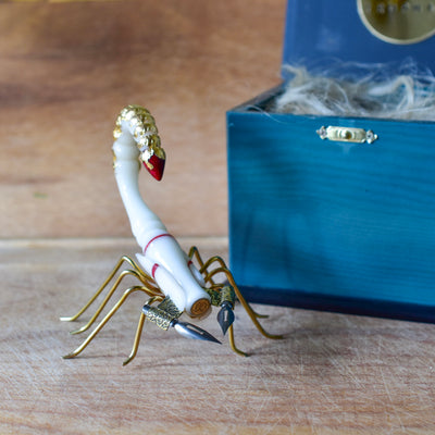 White Ivory Oblique Scorpion Calligraphy Pen
