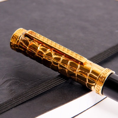 Versace-Large-Medusa-Black-&-Gold-Vermeil-Fountain-Pen-by-Omas-Clip