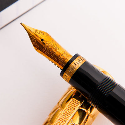 Versace-Large-Medusa-Black-&-Gold-Vermeil-Fountain-Pen-by-Omas-Nib