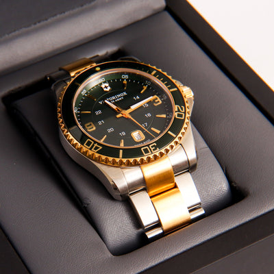 Victorinox-Swiss-Army-Maverick-Two-Tone-Gold-Green-Dial-Watch-241605
