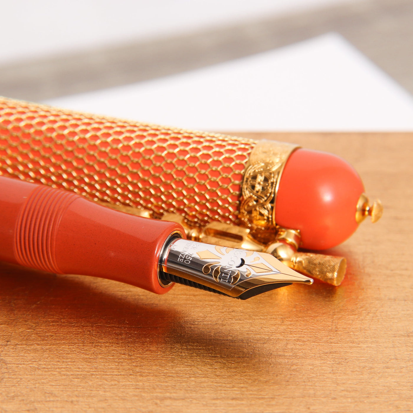 Visconti Camelot Vermeil Fountain Pen 18k Gold Nib Details