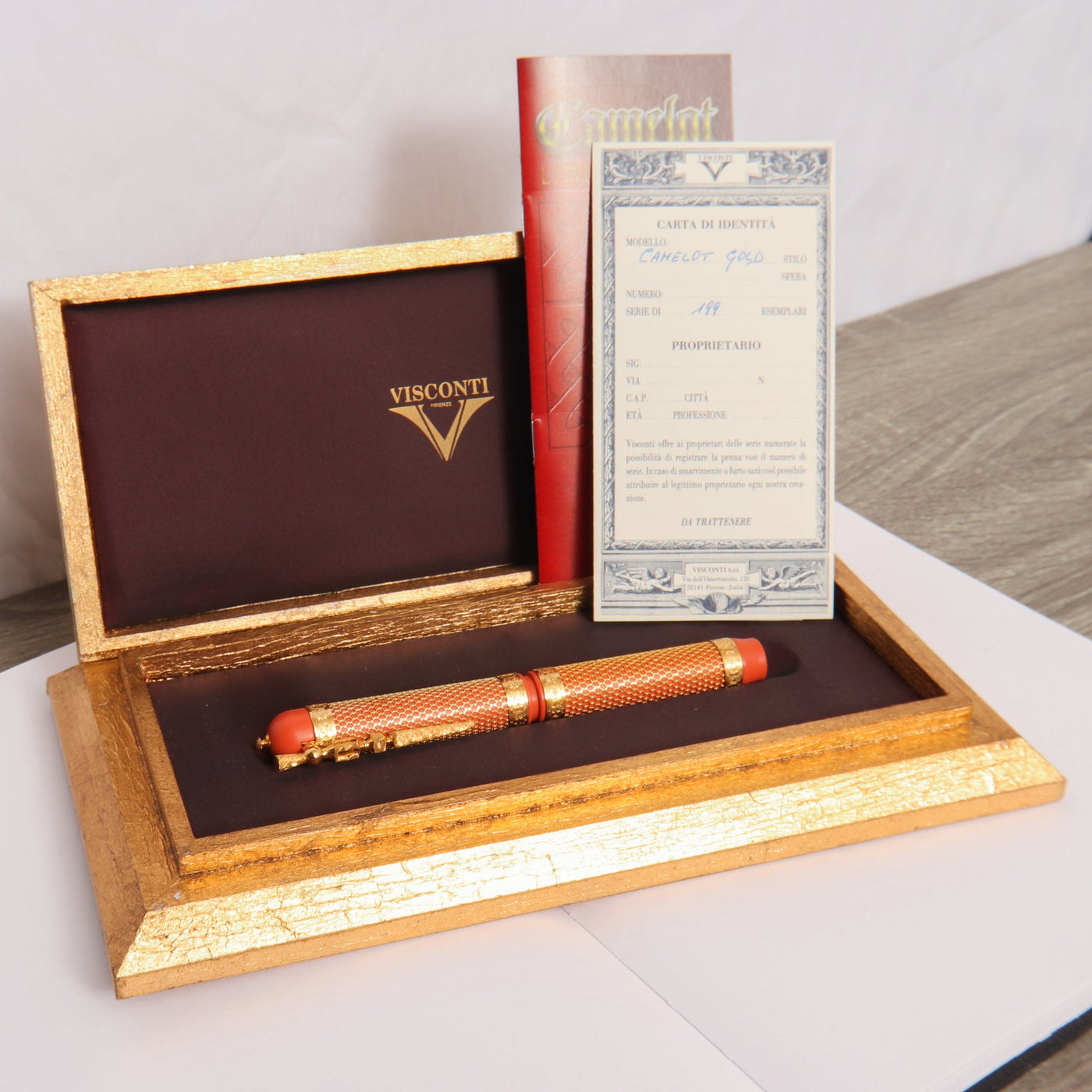 Visconti Camelot Vermeil Fountain Pen With Original Papers