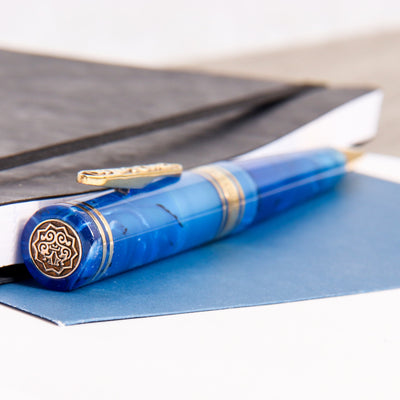 Visconti-Empire-Blue-&-Gold-Vermeil-Ballpoint-Pen-Top-Of-Pen