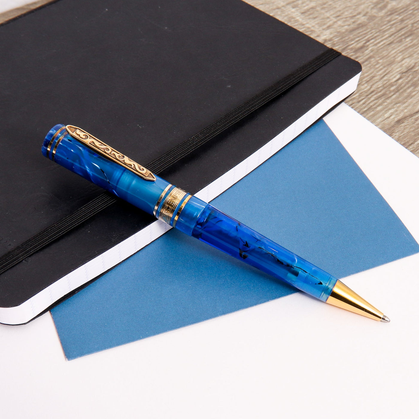 Visconti-Empire-Blue-&-Gold-Vermeil-Ballpoint-Pen