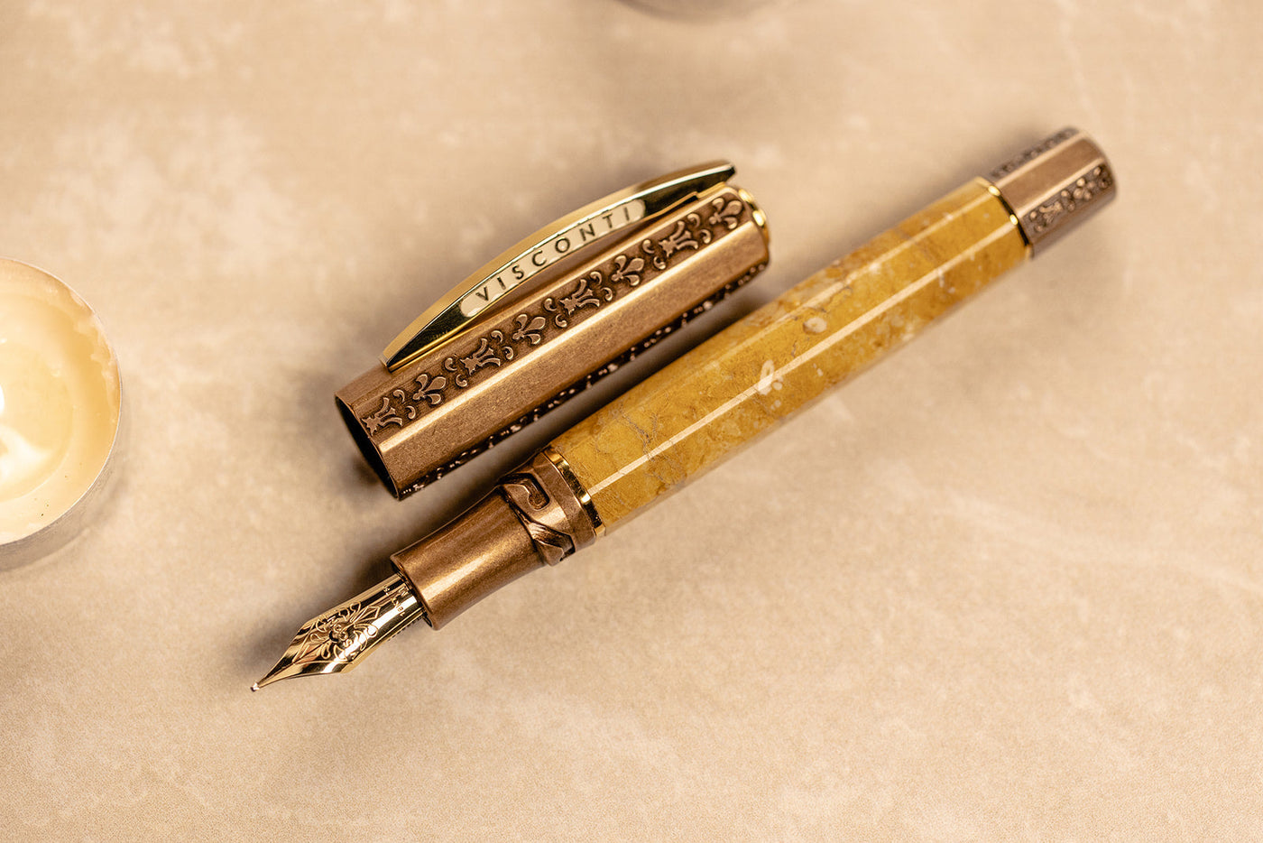 Visconti-Il-Magnifico-Egyptian-Marble-Fountain-Pen-Amber-Colored