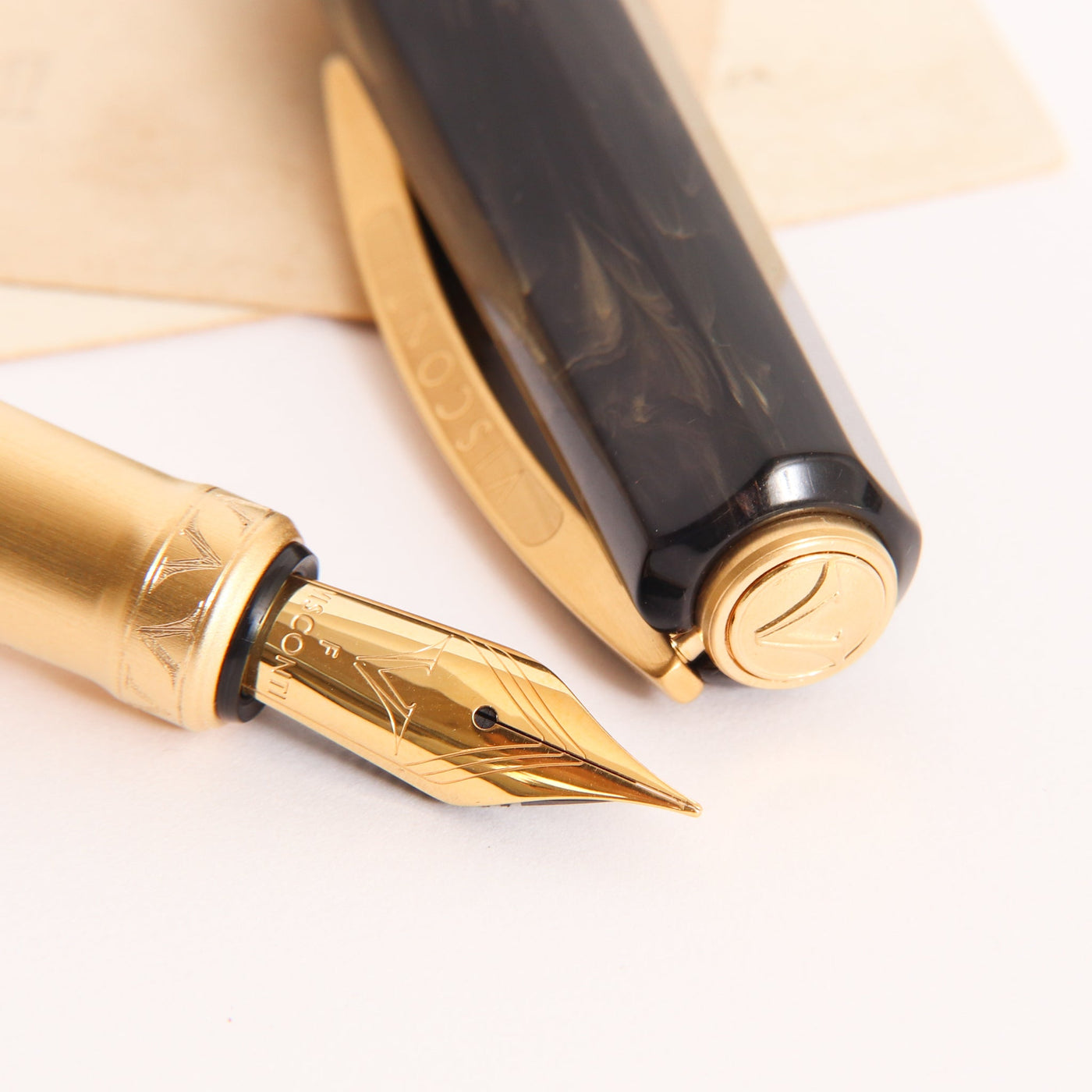 Visconti-Opera-Gold-Black-Fountain-Pen-Nib-Details