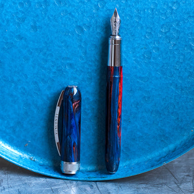 Visconti Rembrandt Valor - Liberty Blue Resin With Red Streaks Fountain Pen