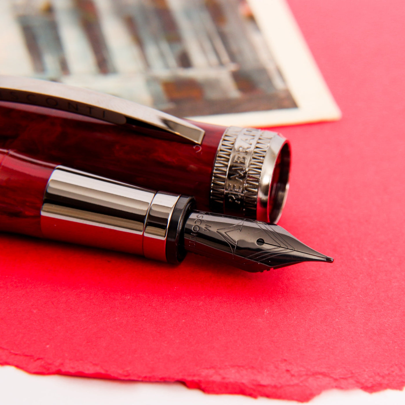 Visconti Rembrandt S Red Fountain Pen Stainless Steel Nib Details