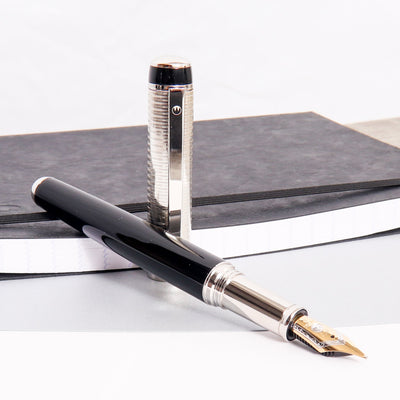 Waldmann Grandeur Black Fountain Pen With Silver Trim