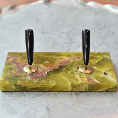 Waterman 1930s Green Marble Desk Set