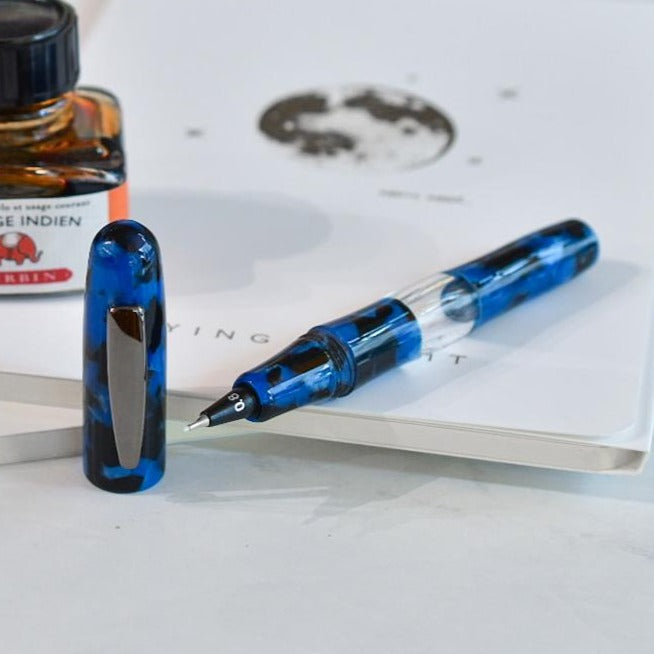 Yookers Gaia Blue Black Marble Resin Fiber Pen