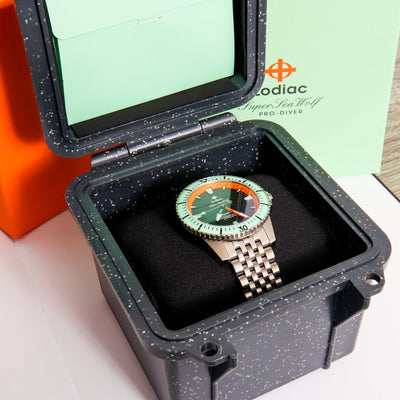 Zodiac Super Sea Wolf Pro Diver Titanium Limited Edition Watch Green And Orange