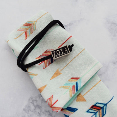Zoia Beige Arrows with Turquoise Interior Handmade Single One Pen Kimono Sleeve-Zoia-Truphae