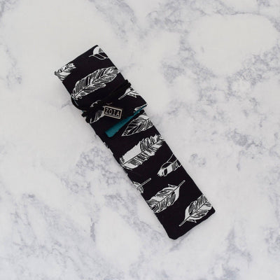 Zoia Black Feather & Turquoise Interior Handmade Single One Pen Kimono Sleeve-Zoia-Truphae