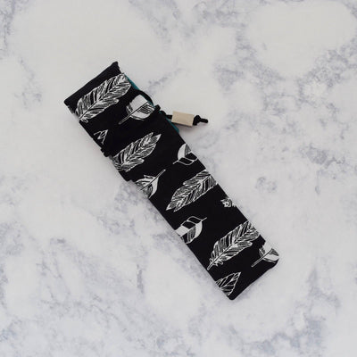 Zoia Black Feather & Turquoise Interior Handmade Single One Pen Kimono Sleeve-Zoia-Truphae