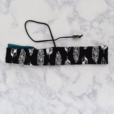 Zoia Black Feather & Turquoise Interior Handmade Single One Pen Kimono Sleeve-Zoia-Truphae