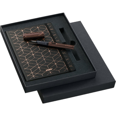 LAMY LX Marron Fountain Pen & Notebook Gift Set