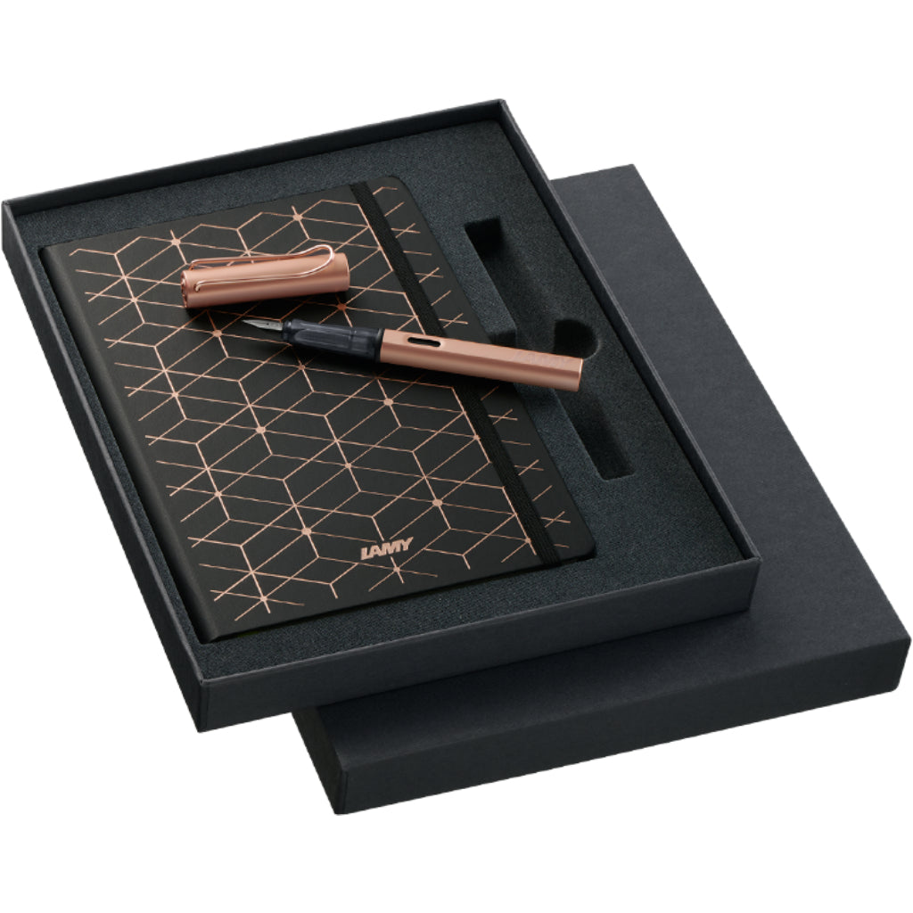 LAMY LX Rose Gold Fountain Pen & Notebook Gift Set