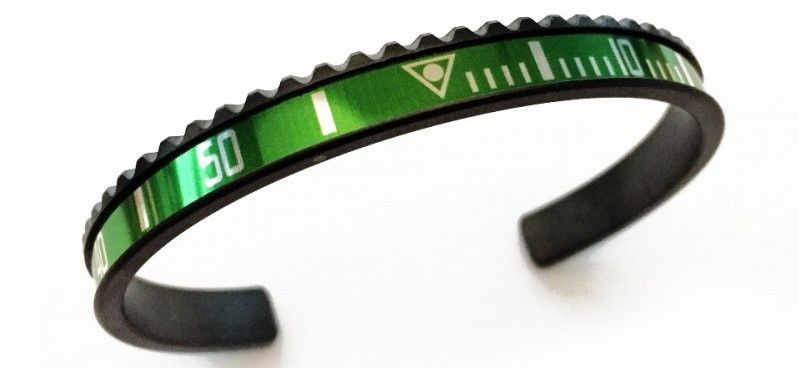 Speedometer Official Black Steel with Green Insert Bangle Bracelet-Speedometer Official-Truphae