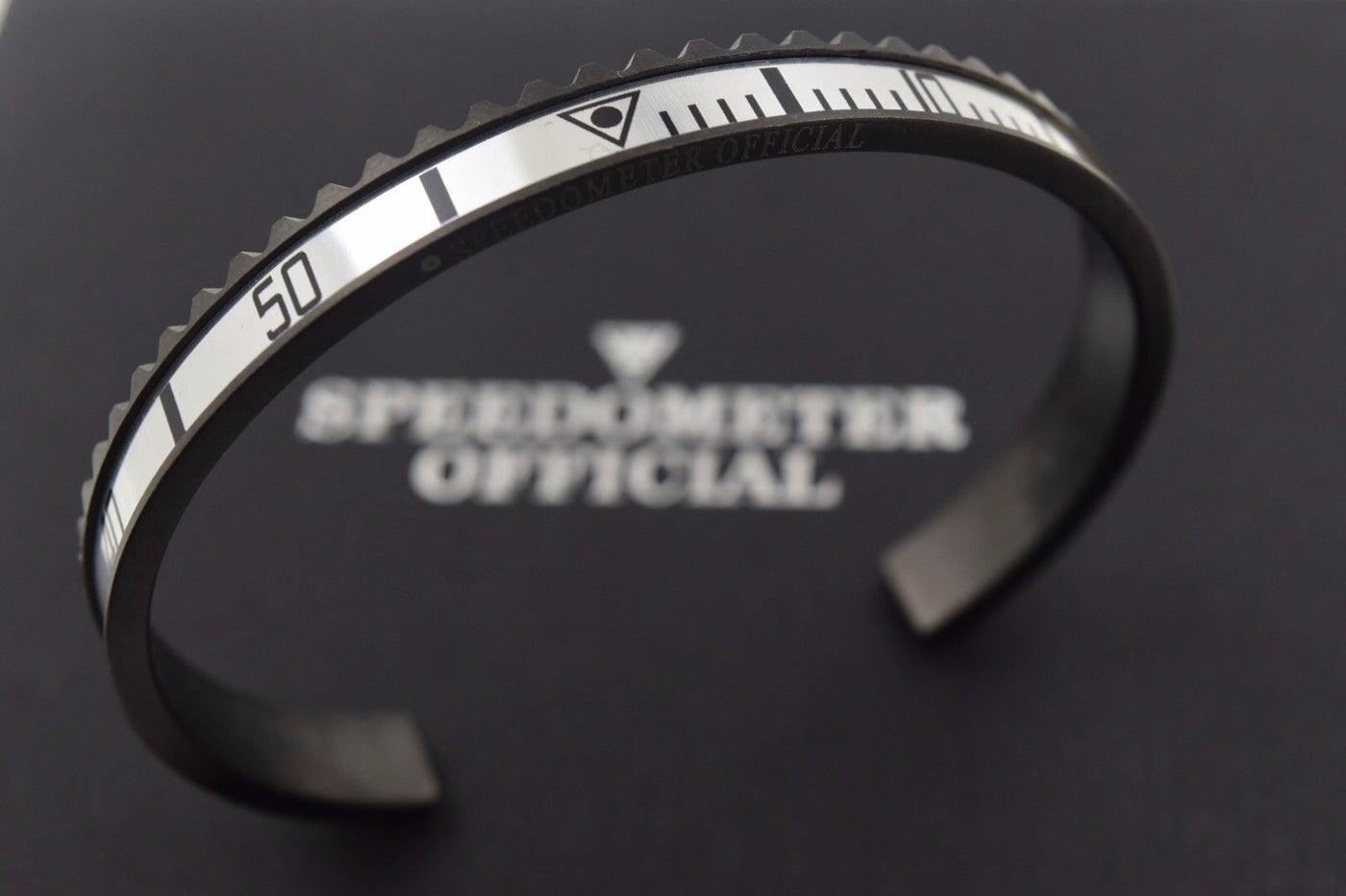 Speedometer Official Black Steel with Grey Insert Bangle Bracelet-Speedometer Official-Truphae