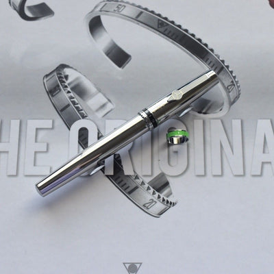 Speedometer Official Silver Steel with Black & Green Spare Ring Fountain Pen-Speedometer Official-Truphae