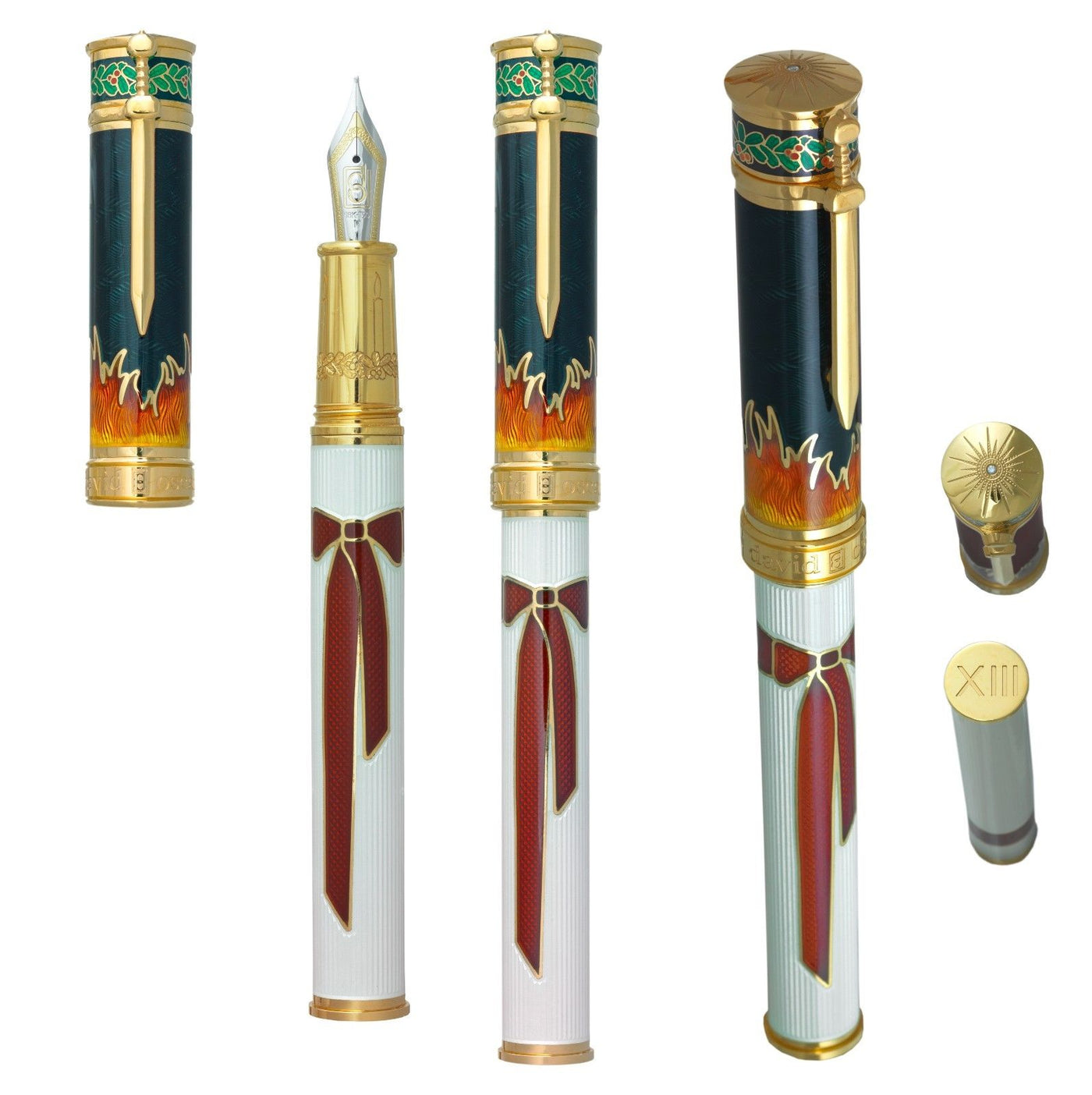 David Oscarson Limited Edition Sankta Lucia Green White & Red Fountain Pen-David Oscarson-Truphae
