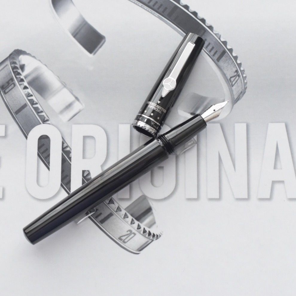 Speedometer Official Black Steel Metal Black & Yellow Spare Ring Fountain Pen-Speedometer Official-Truphae