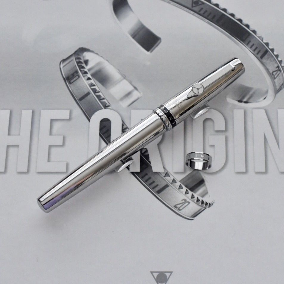 Speedometer Official Silver Steel with Black & Grey Spare Ring Fountain Pen-Speedometer Official-Truphae