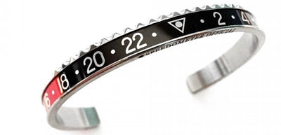 Speedometer Official Silver Steel with Black & Red Insert Bangle Bracelet-Speedometer Official-Truphae