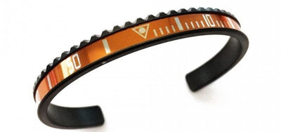 Speedometer Official Black Steel with Orange Insert Bangle Bracelet-Speedometer Official-Truphae