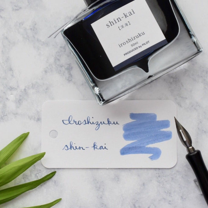 Encre Pilot Iroshizuku Shin-Kai 15ml - Bouteille Verre Qualité Premium - Stylo Plume Et Pinceau